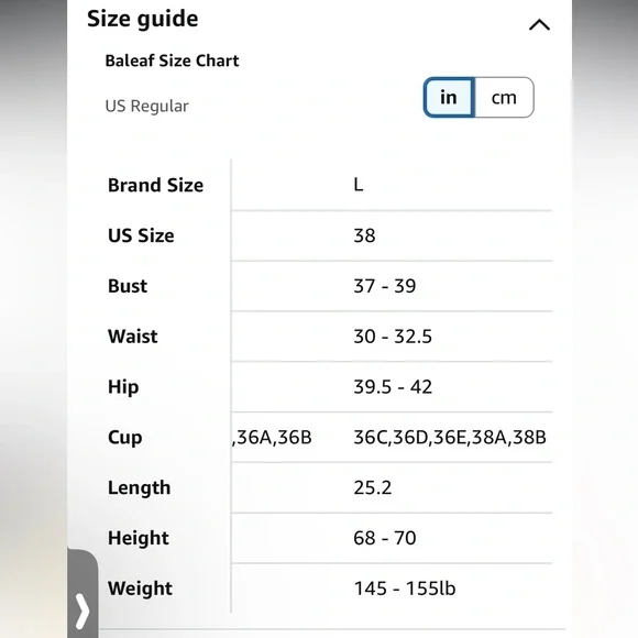 Baleaf Athletic Swimsuit 38 Large - Picture 5 of 5